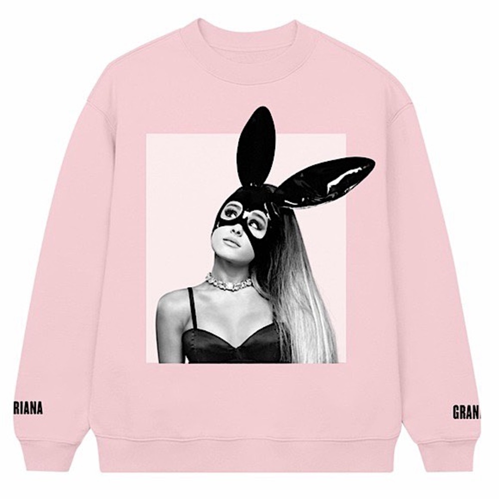 NEW Ariana Grande Dangerous Woman Bunny Ears Pink Crewneck Sweatshirt 2XL